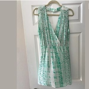 Parker Teal And White XS 100% Silk dress